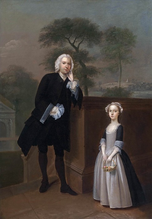 Неизвестный мужчина с дочерью. Артур Уильям Дэвис