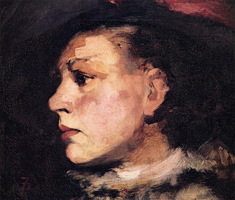 Profile of Girl with Hat. Frank Duveneck