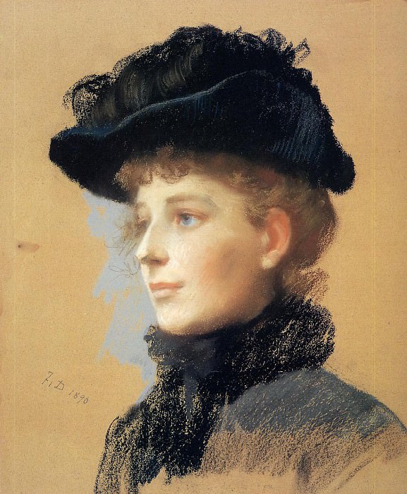 Portrait of a Woman with Black Hat. Frank Duveneck