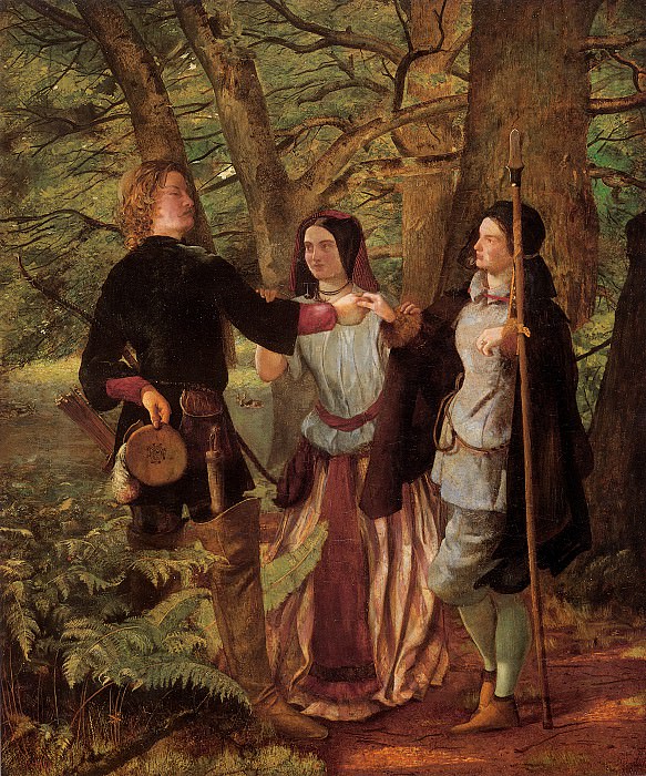 Фиктивный брак Орландо и Розалинды, сцена из «Как вам это понравится» Уильяма Шекспира. Уолтер Хауэлл Деверелл