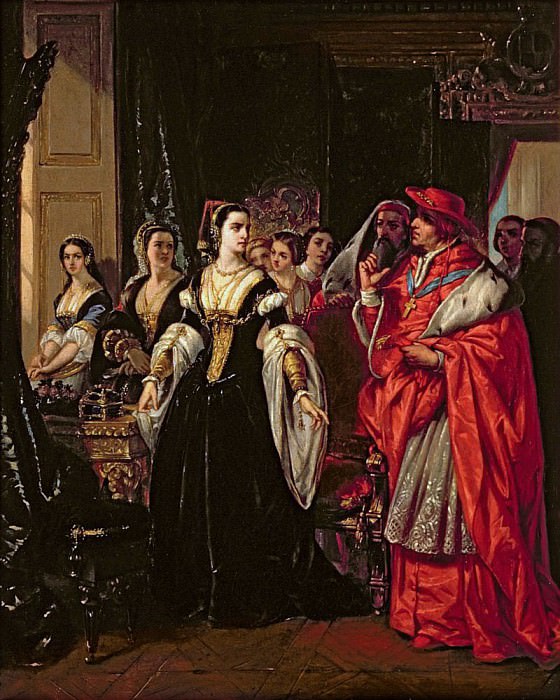 The Divorce of Henry VIII (1491-1547) and Catherine of Aragon. Eugene Francois Marie Joseph Deveria