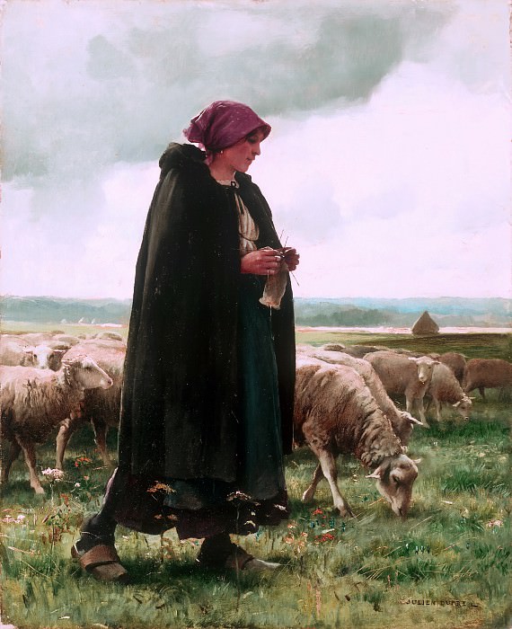 A Shepherdess with her flock. Julien Dupre