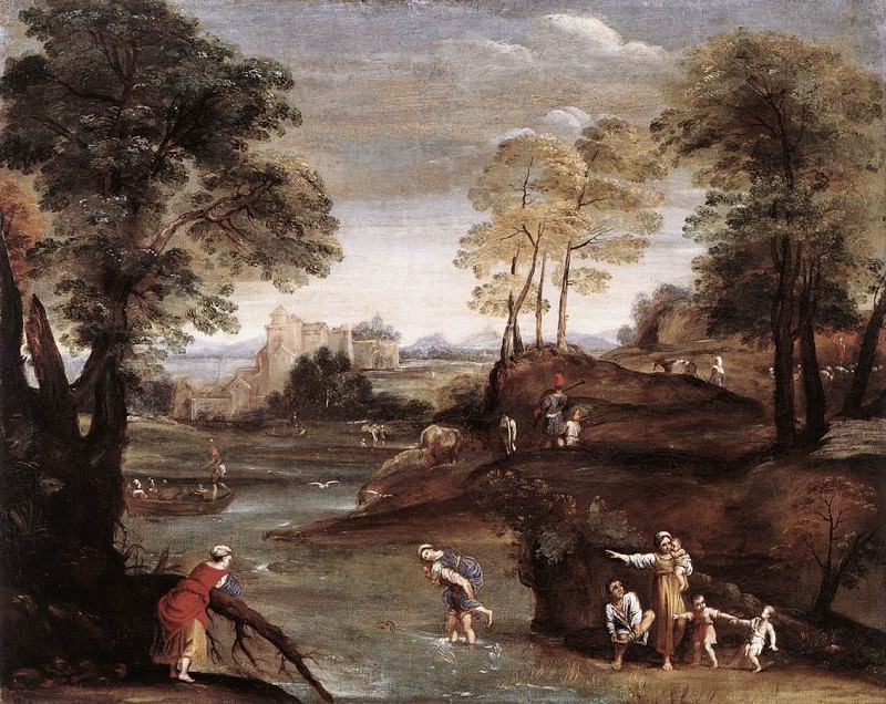 Landscape with Ford. Domenichino (Domenico Zampieri)