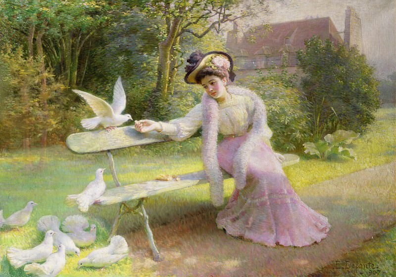 Feeding the Doves. Edmond Alphonse Defonte