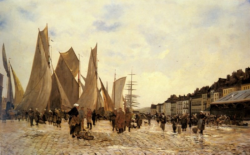 The Docks At Dieppe. Hippolyte Camille Delpy