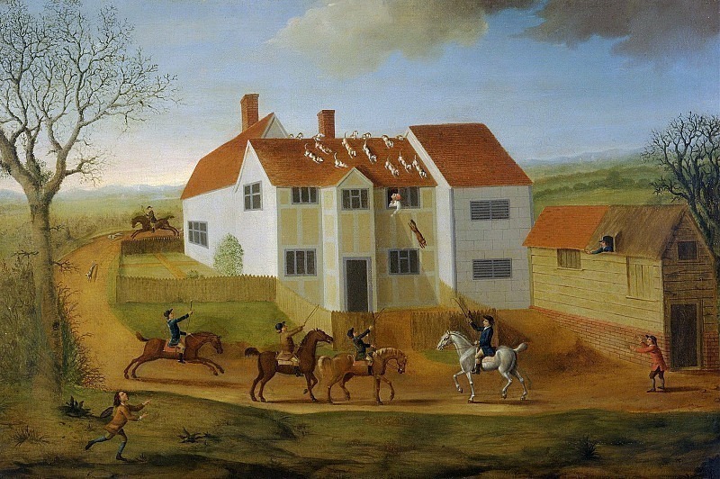 John Sidey and his Hounds at a Farmhouse near Hadleigh, Suffolk