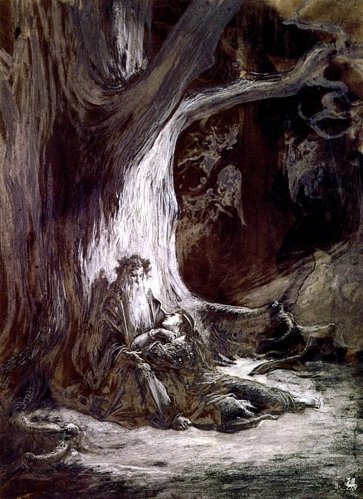 Viviane et Merlin. Gustave Dore