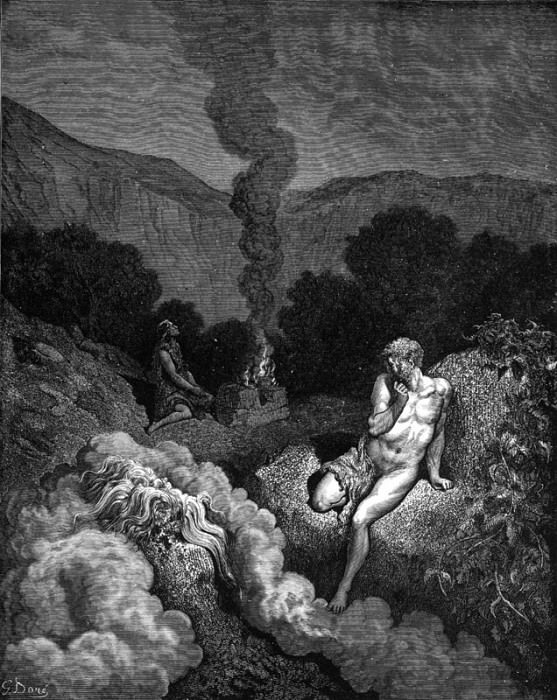 Cain and Abel offering their sacrifices. Gustave Dore