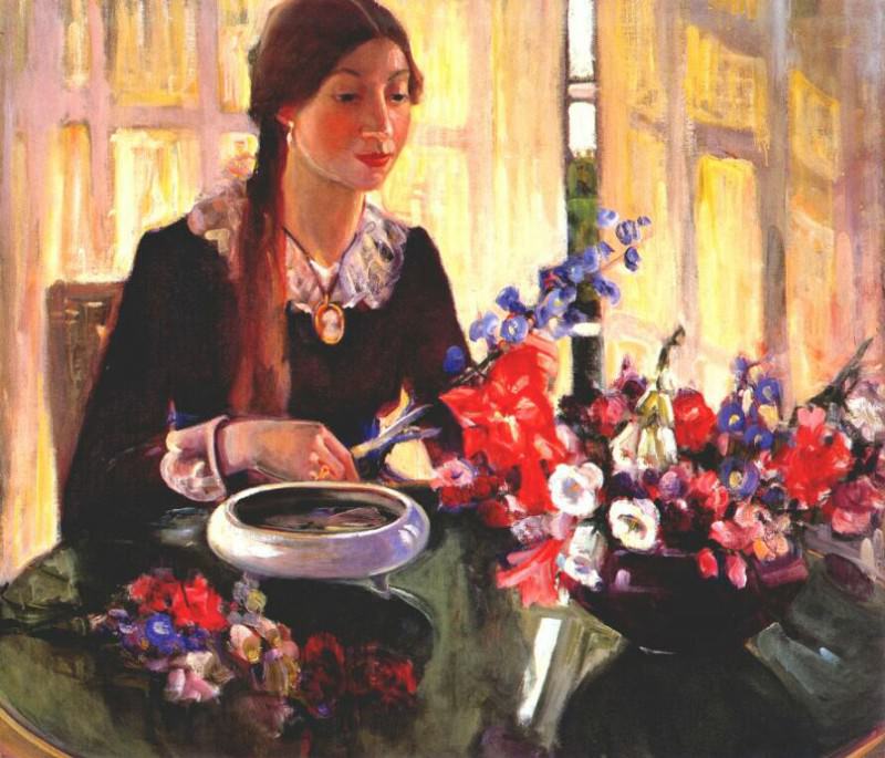 dunlap young danish girl with flowers 1917-or-before. Helena Dunlap