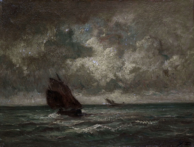 Two Boats in a Storm. Jules Dupre