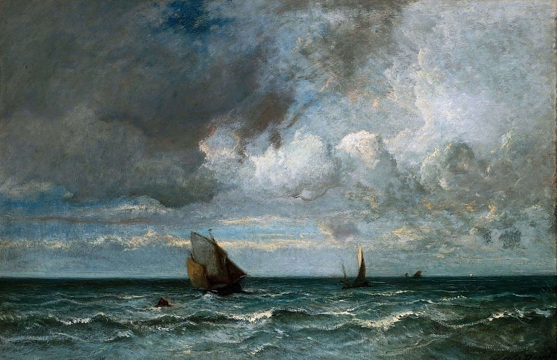 Barks Fleeing Before the Storm. Jules Dupre