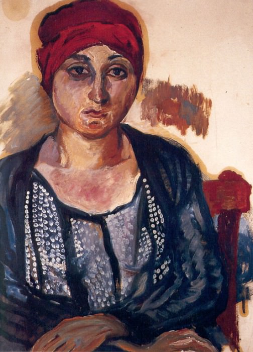 Dona amb vestit negre i barret vermell 1925 30. Pere Daura