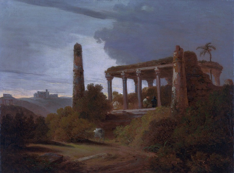 Индийский пейзаж с руинами храма. Томас Дэниэл