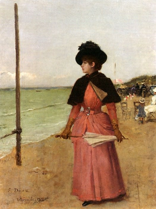 Элегантная дама на пляже. Эрнест Анж Дуез