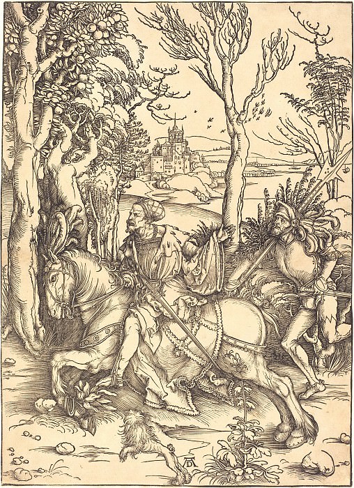 Knight on horseback and landsknecht. Durer Engravings