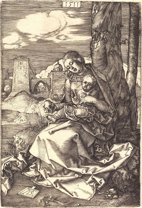 Madonna and Child with pear. Durer Engravings