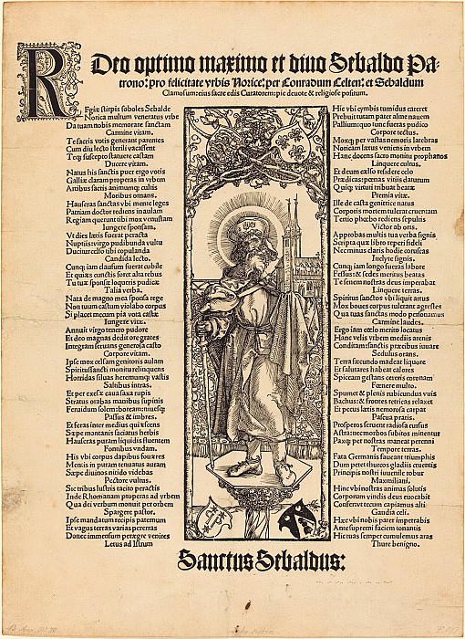 Saint Sebaldus Standing on a Column. Durer Engravings