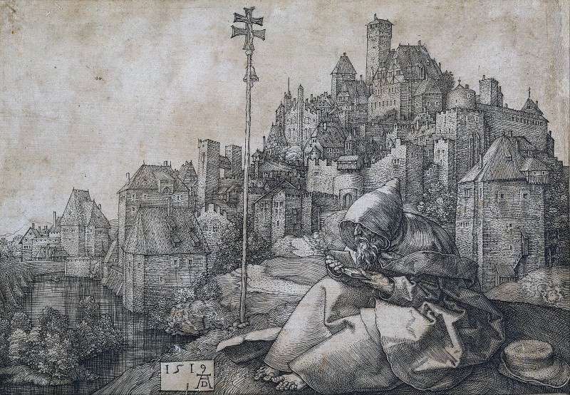 St. Anthony to the city. Durer Engravings
