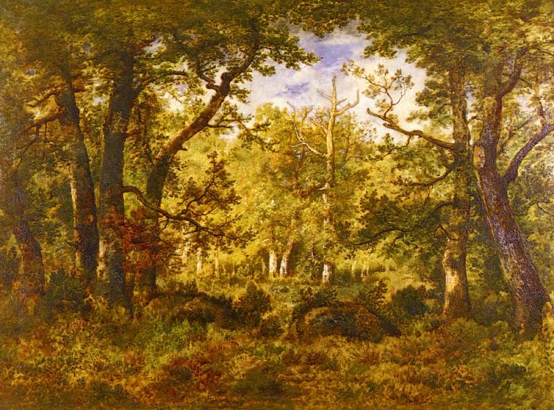 A Sunlit Clearing In The Forest At Fontainbleau. Narcisse Virgilio Díaz de la Peña