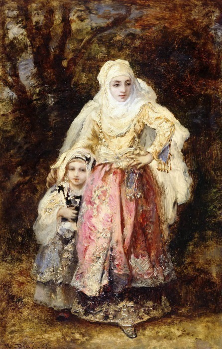 Oriental woman with her daughter. Narcisse Virgilio Díaz de la Peña
