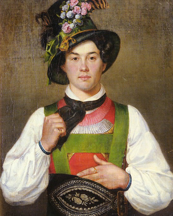 A YOUNG MAN IN TYROLEAN COSTUME. Franz Von Defregger