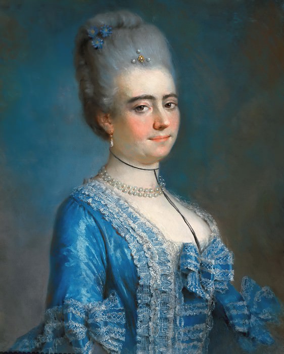 Portrait of a lady in blue, Francois-Hubert Drouais