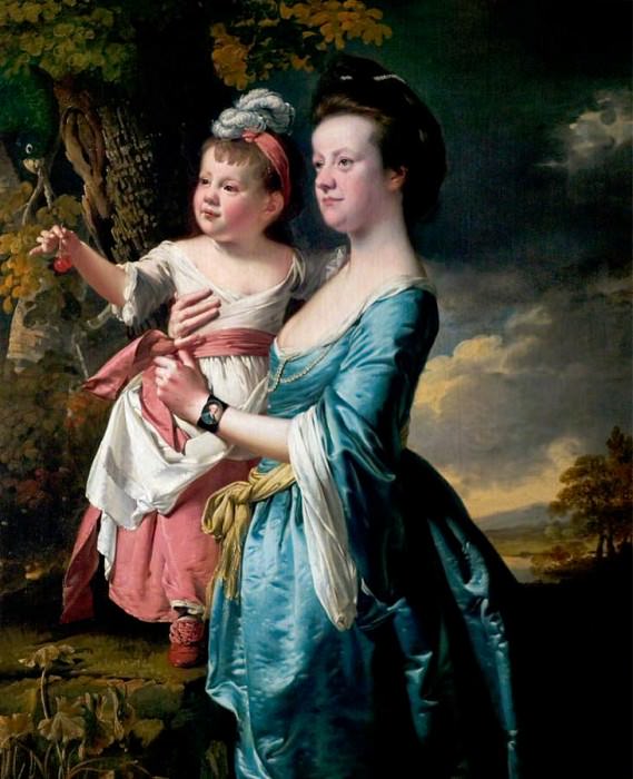 Portrait of Sarah Carver and her daughter Sarah. Joseph Wright of Derby
