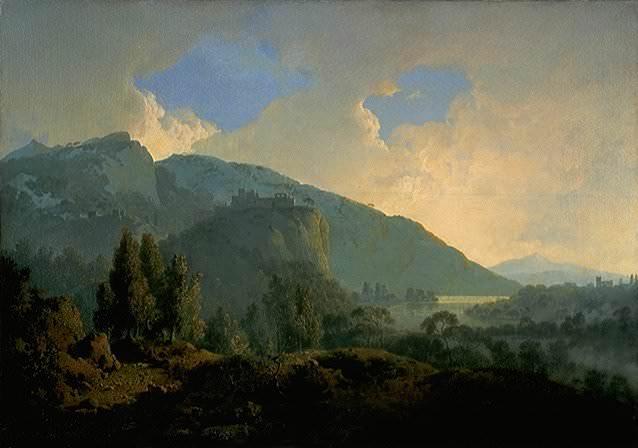 An Italian Landscape with Mountains and a River. Joseph Wright of Derby