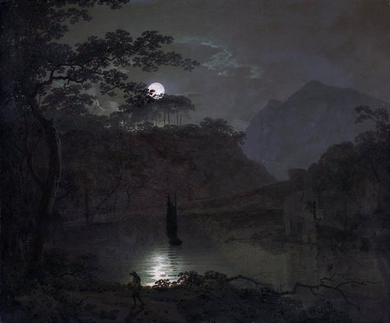 A Lake by Moonlight. Joseph Wright of Derby