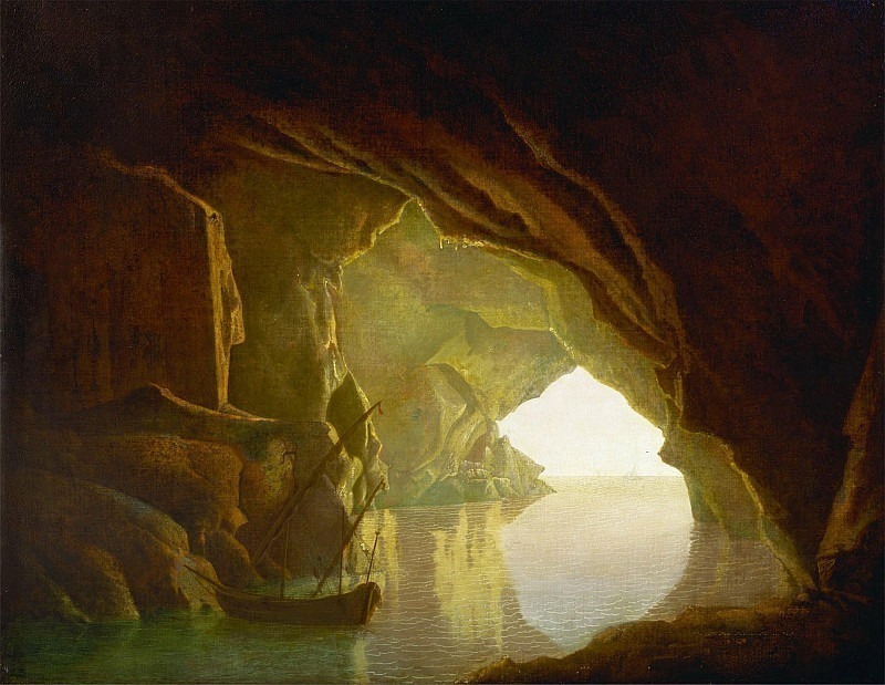 A Grotto in the Gulf of Salerno, Sunset. Joseph Wright of Derby
