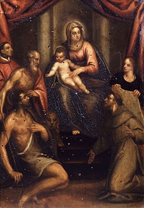 Мадонна с младенцем на троне и святые. Фра-Массимо да Верона (окружение)