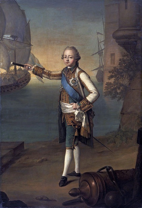 Portrait of Tsarevich Pavel Petrovich in the admiral’s uniform. Nicola-Benjamin Delapierre