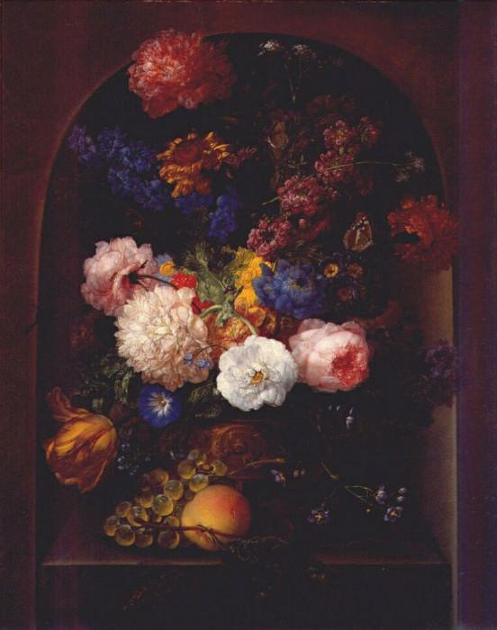 drechsler mixed bouquet in vase with reliefs 1807. Дрекслер