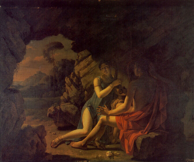 Sappho et Phaon Chantant Leurs Amours Dans Une Grotte. Martin Drolling