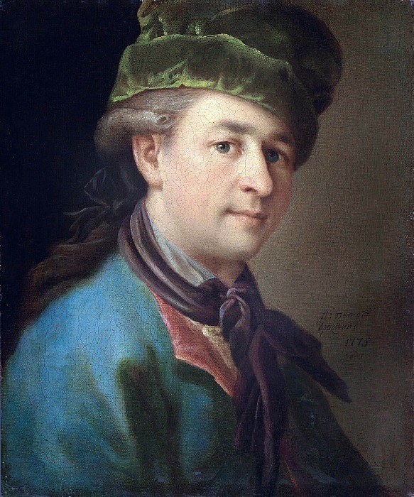 Portrait of a young man in a blue caftan (Self-portrait?). Peter Semenovich Drozhdin