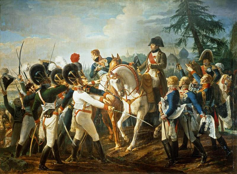 Napoleon and the Bavarian and Wurttemberg troops in Abensberg, 20th April 1809. Jean Baptiste Debret