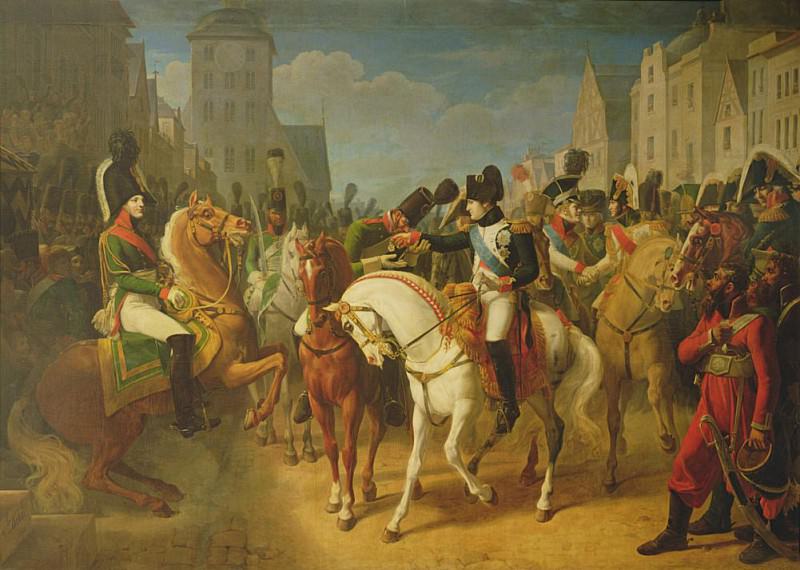 Napoleon Bonaparte (1769-1821) Decorating the Grenadier Lazareff at Tilsit, 8th July 1807. Jean Baptiste Debret
