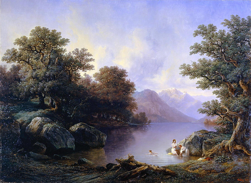 By the Lake of Brienz (The Bathers). Francois Diday