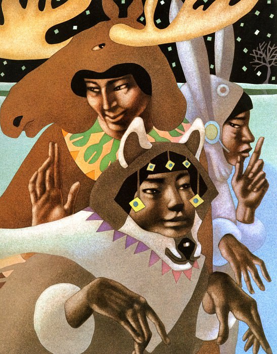 Great Moose Uncle, Wolf Uncle Gray, Snowshoe Hare. Leo & Diane Dillon