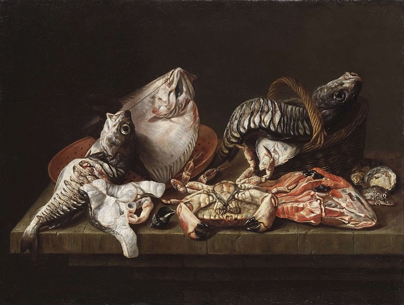 Still Life with Fishes, a Crab and Oysters. Isaac van Duynen