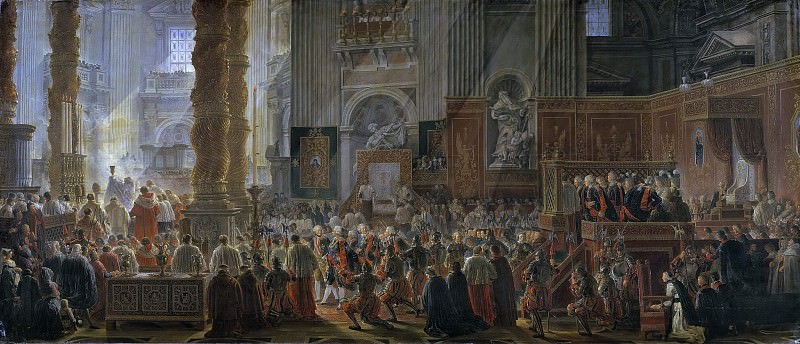 King Gustav III Attending Christmas Mass in 1783, in St Peter’s, Rome. Louis Jean Desprez