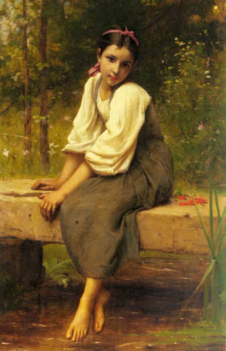 A Moment Of Reflection. Francois Alfred Delobbe