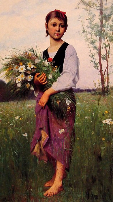 The Flower Picker. Francois Alfred Delobbe