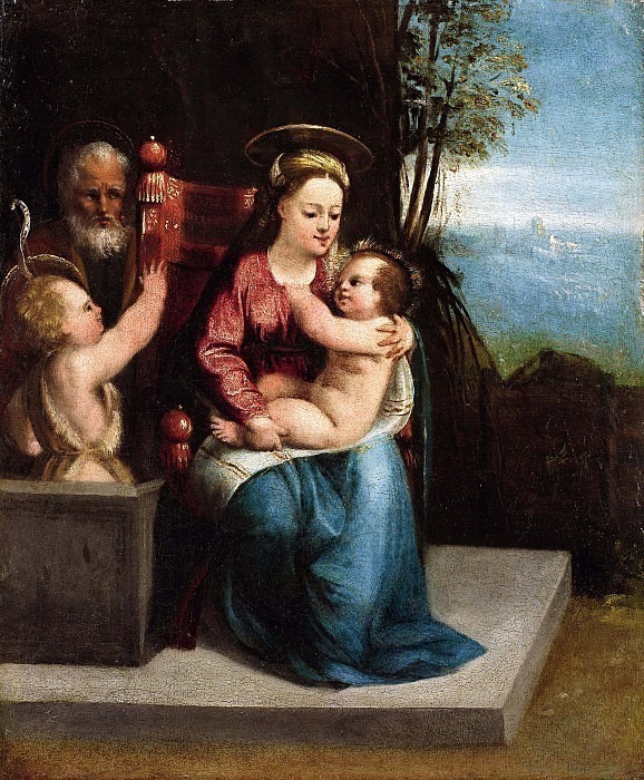 Holy family with San Giovannino. Battista Dossi (Battista de Luteri)