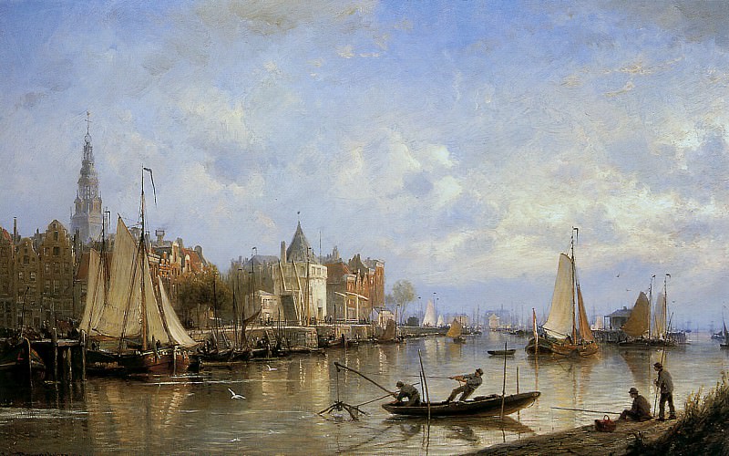 View on the IJ in Amsterdam. Pieter Christiaan Cornelis Dommelshuizen