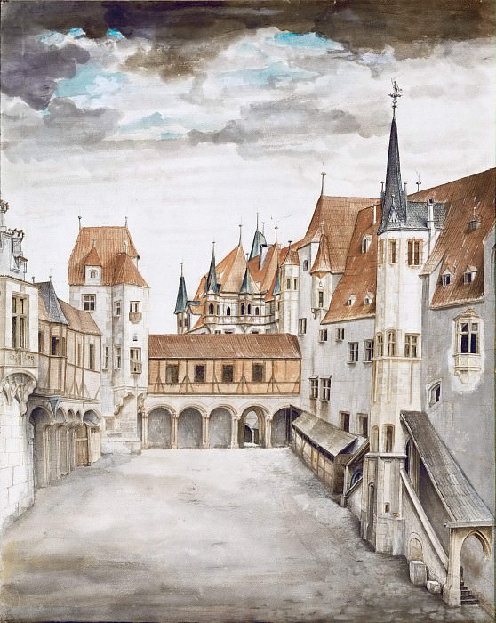 Courtyard of the Former Castle in Innsbruck with Clouds. Albrecht Dürer