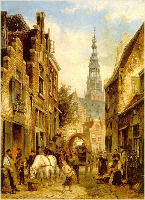Вид на еврейский квартал, Амстердам. Корнелис Кристиан Доммершуйзен