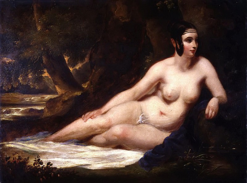 Reclining female Nude in a Landscape. William Etty