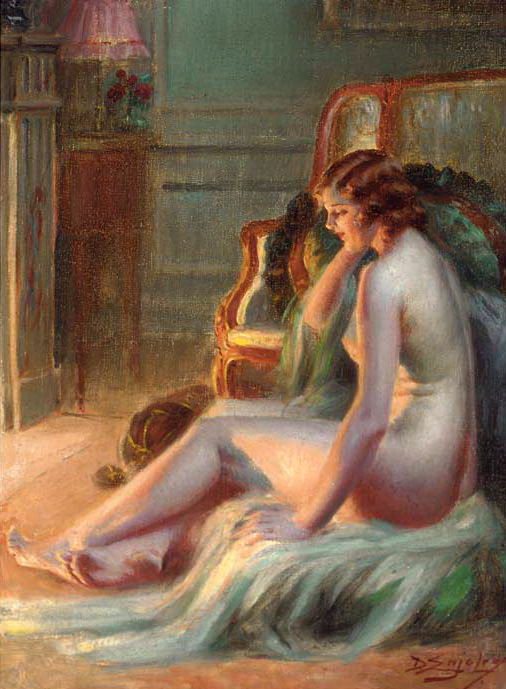 A Nude By The Fire. Delphin Enjolras