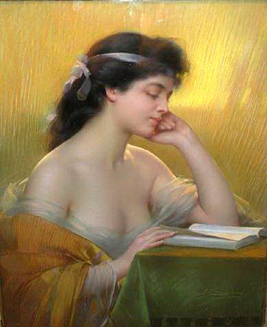 Портрет читающей элегантной дамы. Дельфин Анжольра